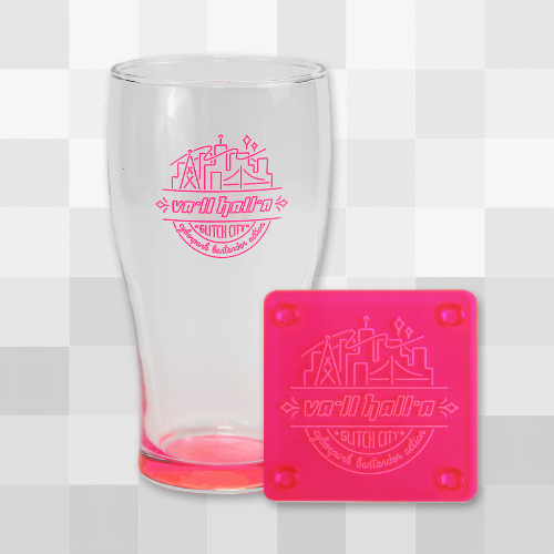 VA-11 HALL-A Pub Glass & Coaster Set | VA-11 HALL-A Pub Glass & Coaster Set
