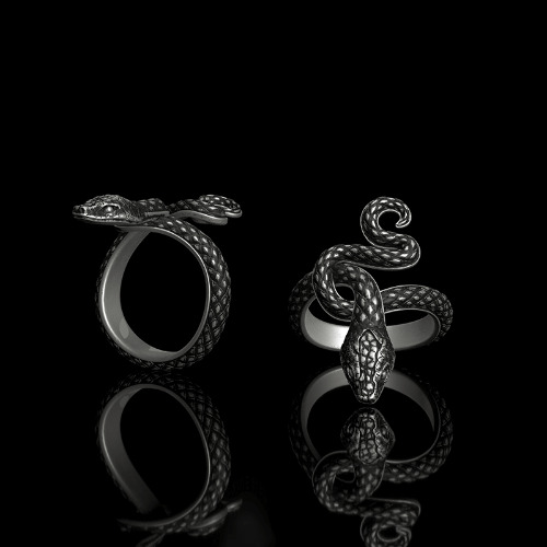 Covetous Silver Serpent Sterling Silver Ring - 925 Silver / 15