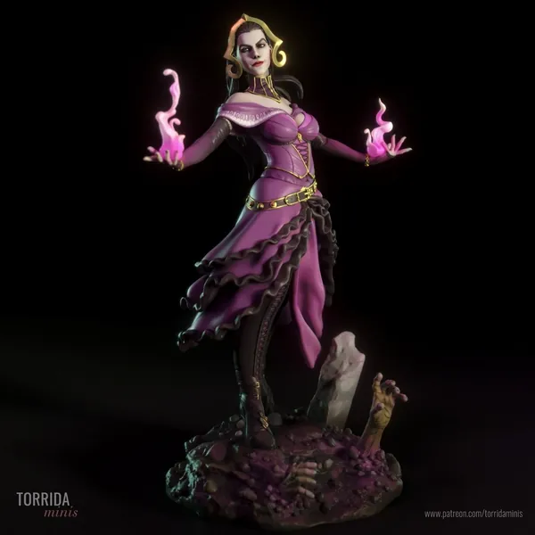 Necromancer Sorceress Pin Up Statue & Miniature | Torrida Minis