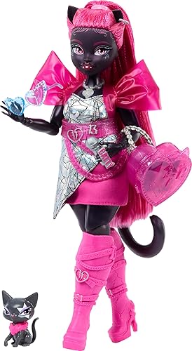Monster High Catty Noir Doll, Werecat with Pet Cat Amulette & Accessories Like Backpack, Music Book, Microphone & More - Multicolor