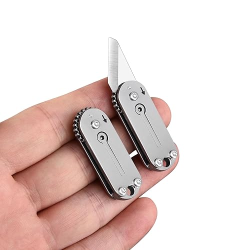 FUNBRO Small Keychain Pocket Knife, Mini Folding Knives Box Cutter, Cool EDC Gadget Knife with Unique Design, Little Tiny Knives Tool for Every Day Carry, Small Gift for Women Men