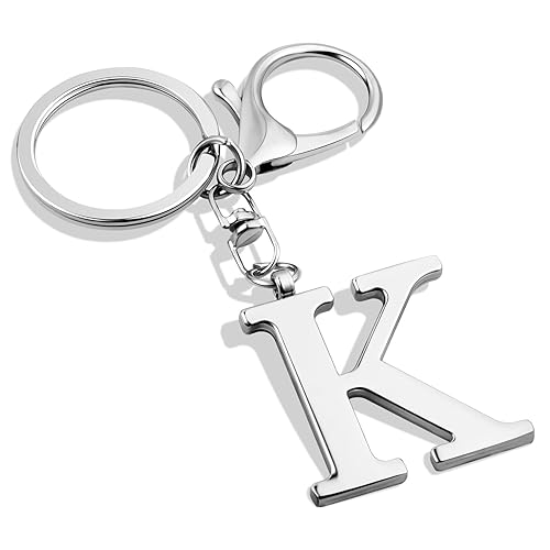 LAXPICOL Gold Letter A-Z Keychain for Women Bag Charms Purse Charms For Handbags Metal Alphabet Initial Letter Keychain - Silver-k