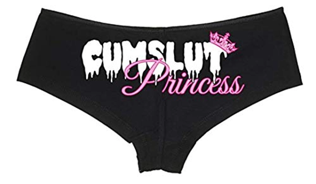 Knaughty Knickers - Cumslut Princess Colored Boyshort Panties - Daddy's Cum Slut Boy Short Underwear - Large - Black
