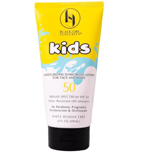 Black Girl Sunscreen Large Kids Face & Body Sunscreen, SPF 50 Lotion, 6 Oz Vegan & Water-Resistant, No White Residue (6 Fl. Oz.)