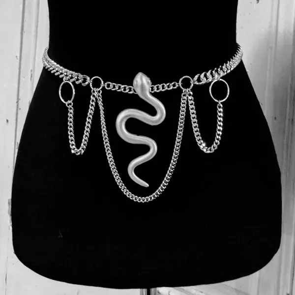 Medusa - Belt - Snake - Silver - Chain - Avant Garde - Adjustable - Goth - Gothic - High Waist - All Sizes - Occult - Witchy