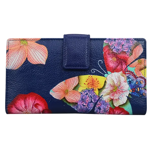 Anna by Anuschka Hand Painted Leather - Bi-Fold Organizer Wallet - Butterfly Mosaic