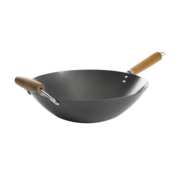 
                            Kenmore Hammond Flat Bottom Carbon Steel Wok, 14-Inch, Black
                        