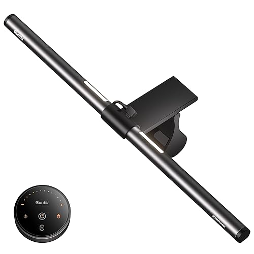 Quntis Computer Monitor Light Bar with Remote, Eye-Care Monitor Light Backlight Desk Lamp for Home Office Gaming, Stepless Dimming Brightness and Color Temperature, No Screen Glare, Gray