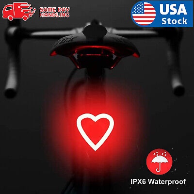 USA Heart LED Bike Rear Light USB Rechargeable, Waterproof Bicycle Taillight  | eBay