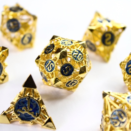 Hollow Metal 7pcs Dice | Blue Raja