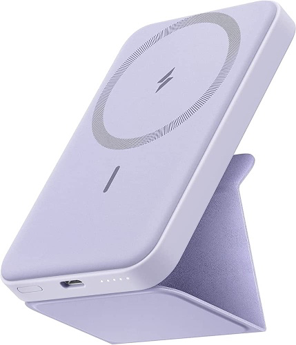 Anker 622 Magnetic Wireless Portable Charger (MagGo), 5000mAh Foldable Magnetic Battery and USB-C for iPhone 13/12 Series (Lilac Purple) : Cell Phones & Accessories