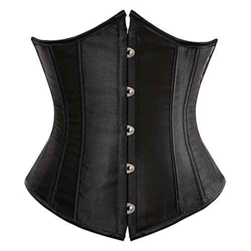 Kranchungel Underbust Corsets for Women Black Corset Top Waist Trainer Fashion Bustier Plus Size Corset - Medium - Black
