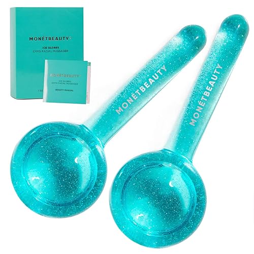 MonétBeauty Ice Globes for Face, Freezer Safe and Highly Effective Facial Globes for Daily Beauty Routines, Face Roller to Tighten Skin, Reduce Puffiness, Enhance Circulation and Complexion (Blue) - Blue