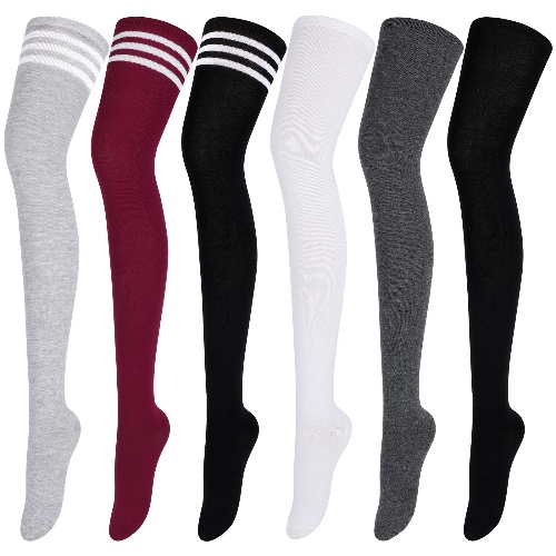 Aneco 6 Pairs Extra Long Socks Long Boot Stockings Thigh High Socks for Women