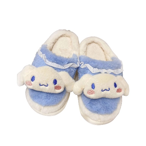 ADRJLYQ Cute Dog Slippers Kawaii Fuzzy Plush Dog Slip-on Slipper for Women Girls Warm Winter Fluffy Soft Slipper for Indoor House Home - 9-10 Women/9-10 Men