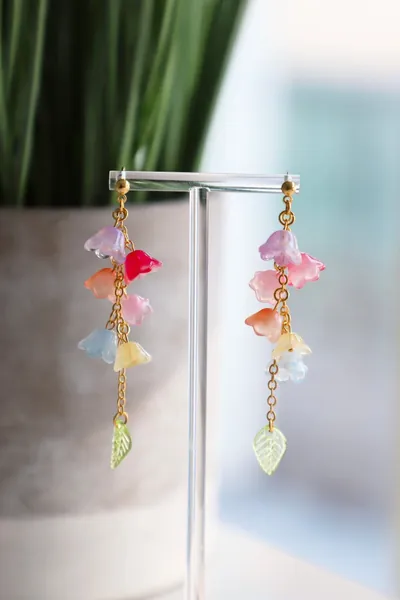 Rainbow Flower Earrings, Flower Earrings, Lily of the Valley, Cute Earrings, Colorful Earrings, Dangle Earrings, Gift for Her