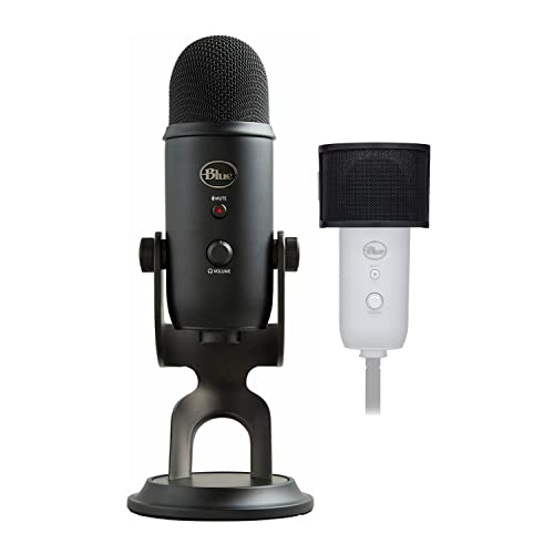 Blue Microphones Yeti (Blackout) Professional Multi-Pattern USB Microphone Bundle with Pop Filter (2 Items) - Blackout