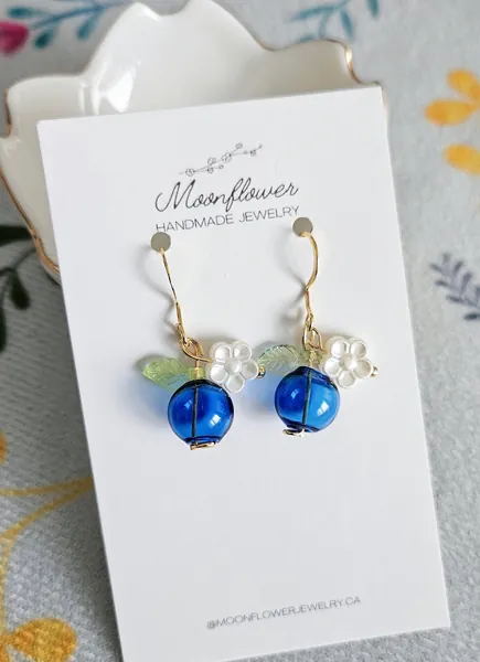 Blueberry Earrings, Fruit Earrings