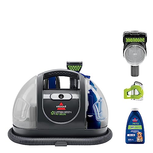 Bissell Little Green Pet Deluxe Portable Carpet Cleaner and Car/Auto Detailer, 3353, Gray/Blue - Little Green Pet Deluxe