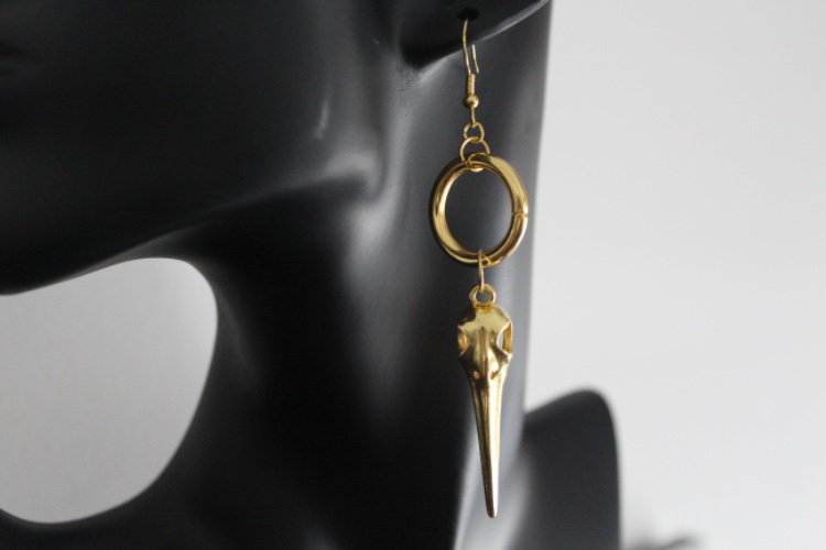 Bird Skull Drop Earrings Gold | Default Title