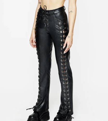 Mortis Laced Straight Leg PU Trousers | UK 10