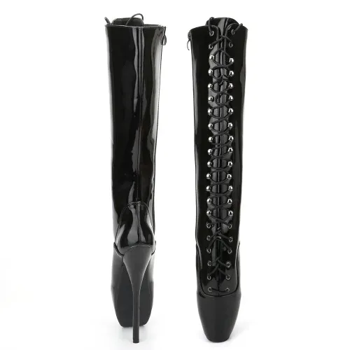 JIALUOWEI Spike Heel Latex Cosplay Ballet Knee Boots