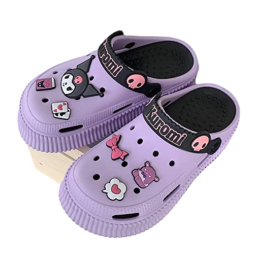 CEINOM Cute Cartoon Slippers Kuromi Kawaii Slippers for Women Cloud Slides indoor Outdoor Soft Comfy Anti-Slip garden Shoes - 6-6.5 - Purple