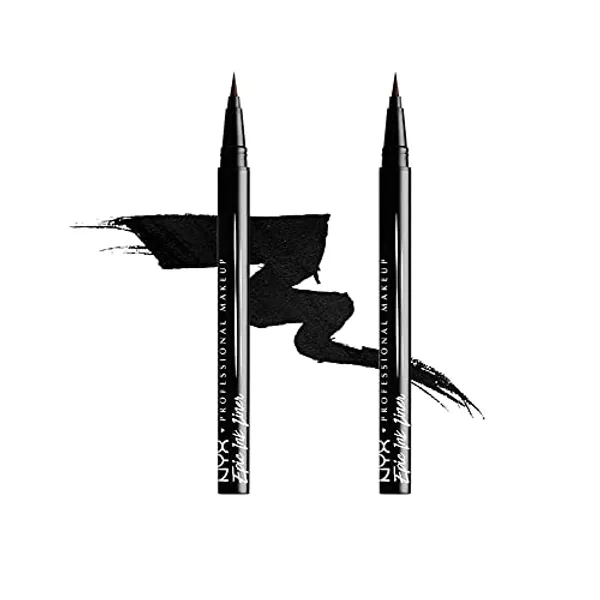 NYX Professional Makeup Epic Ink Eye Liner, Felt Tip Liner Pen, Waterproof, Vegan Formula, Pack of 2, Black