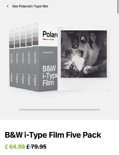 Polaroid film five pack b&w