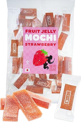 YAMASAN KYOTO UJI Jelly Fruit Mochi, Japanese Traditional Candy, individually wrapped, Artisanal Handworks, Juicy Strawberry, 300g - Strawberry