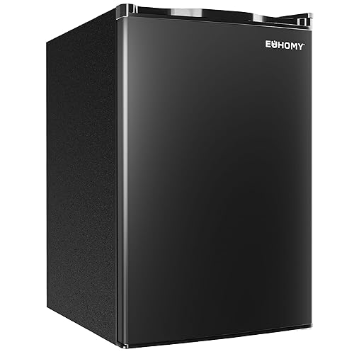 EUHOMY 4.4 Cu.Ft Mini Fridge with Freezer, Single Door Compact Refrigerator, Adjustable Thermostat, Mini Refrigerator Energy Saving, Mini fridge for Bedroom, Dorm, Office, Black - 4.4 CUFT - Black