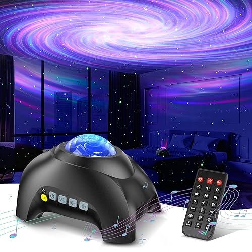 Northern Galaxy Light Aurora Projector with 33 Light Effects, Night Lights LED Star Projector for Bedroom Nebula Lamp, Remote Control, White Noises, Bluetooth Speaker for Parties (Jet Black) - Jet Black