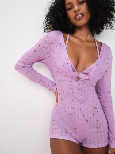 Pointelle Deep V Onesie