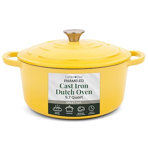Larder & Vine Enameled Cast Iron Dutch Oven With Lid - Limoncello