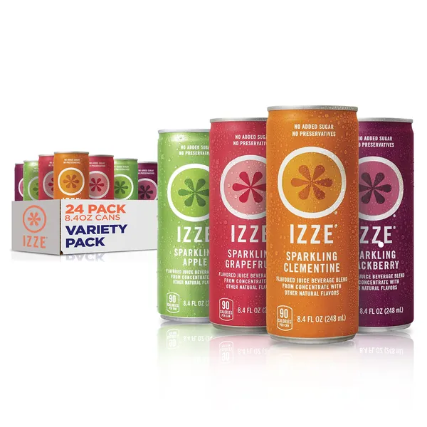 IZZE Sparkling Juice, 4 Flavor Variety Pack, 8.4 Fl Oz (24 Count) - 4-Flavor Classic Variety Pack 8.4 Fl Oz (Pack of 24)