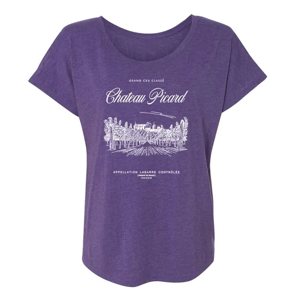 Star Trek: Picard Chateau Picard Vineyard Logo Women's Tri-Blend Dolman T-Shirt | Purple / M