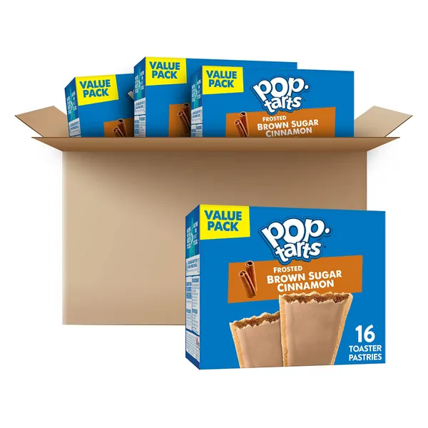 Pop-Tarts, Breakfast Toaster Pastries, Frosted Brown Sugar Cinnamon, Fun Snacks for Kids (64 Toaster Pastries) - Brown Sugar Cinnamon