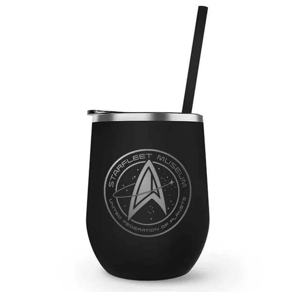 Star Trek: Picard Starfleet Museum 12 oz Stainless Steel Wine Tumbler with Straw