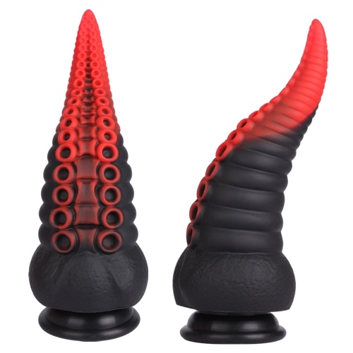 Bumpy Silicone Tentacle Ride - Black Red Tip