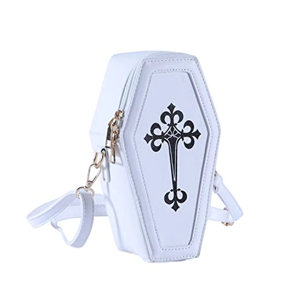 OXYPLAY Gothic PU Leather Bag Women’s Crossbody Coffin Shape Bag Cell Phone Purse Small Shoulder Bag for Halloween Cosplay