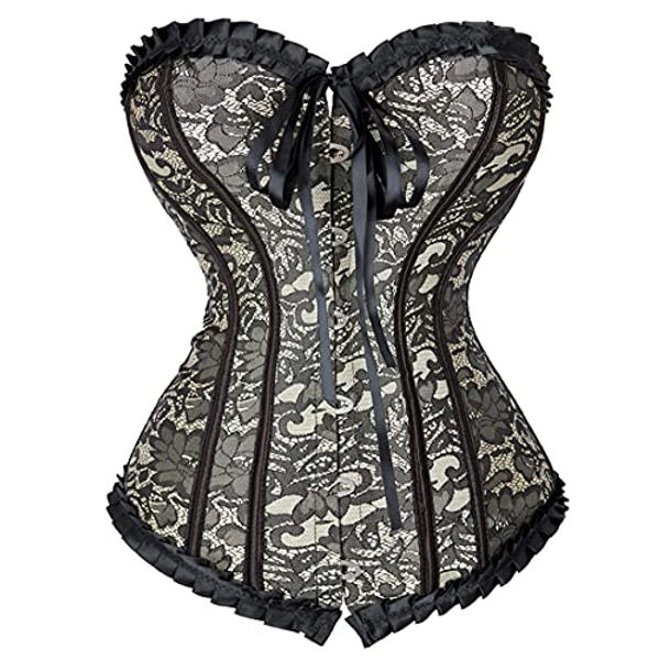 frawirshau Corsets for Women Floral Overbust Corset Bustier Lingerie Top