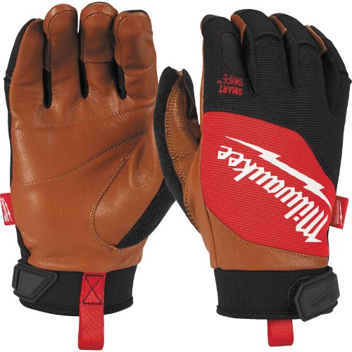 Milwaukee Unisex 4932471913 LEATHER GLOVES MILWAUKEE HYBRID L 9, Rood Zwart, Maat 9 Pack van 2 EU,Groot