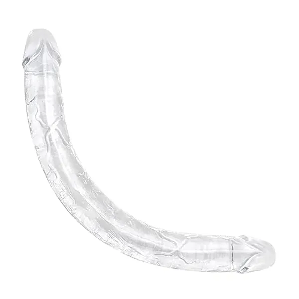 15.1 inches Double Dildo Clear Realistic Anal Long Dildo Penis with Veins and Glans for Women/Men/Lesbian (15.1 * 1.6 inches)