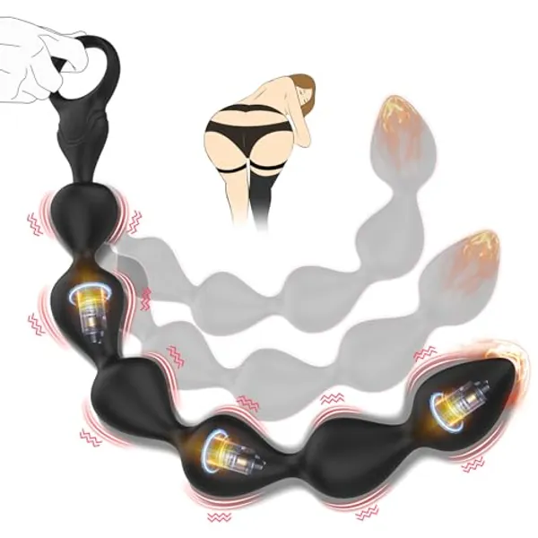 14.4 Inch Ultra-Soft Liquid Silicone Vibrating Anal Beads, SMAM Rechargeable Long & Flexible Vibrating Butt Plug Prostate Massager with 10 Vibration Modes, Anal Toy Anal Sex Toys for Men Women Couples