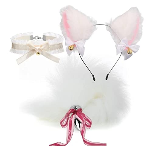 Cute Cat Ear Headband Bell Necklace Animal Tail Butt​ Plug Sex Toy for Men Women animal tail anal-plug plush cat ear headband bell necklace choker cosplay props