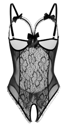 Lingerie for Women Sexy Teddy One-Piece Lace Babydoll Bodysuit Nightie  - Large Black
