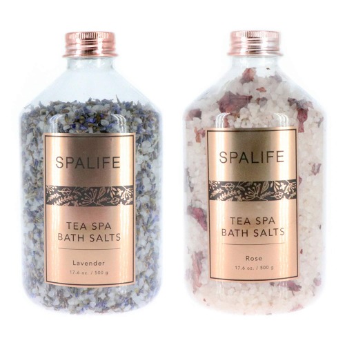 SpaLife Soothing Petal-Infused Effervescent Mineral Bath Salts - 2 Pack 17.6 oz. ea (Lavender & Rose) Clear