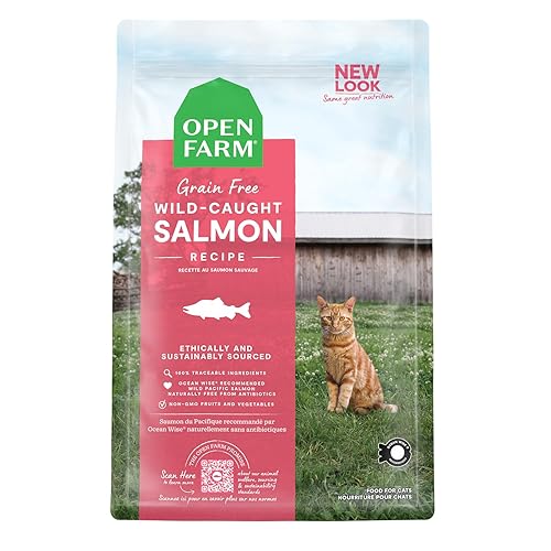 Open Farm Wild-Caught Salmon Grain-Free Dry Cat Food, Responsibly Sourced Pacific Salmon Recipe with Non-GMO Superfoods and No Artificial Flavors or Preservatives, 8 lbs - Wild-Caught Salmon - 3.63 kg (Pack of 1)