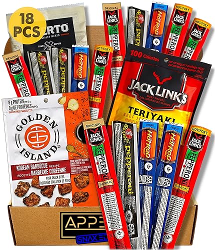 Jerky Christmas Gifts for Men - Meat Gifts for Men - Gifts for Dad Gifts - Bulk Snacks for Adults - Birthday Gifts for Men over 30 - Pepperettes Pepperoni Sticks and Beef Jerky Snack Box - Mens Gift Ideas - Gift Set for Men - Beef Jerky Bulk And Slim Jim Meat Sticks - Carnivore Snacks - Meat Gift Basket for men, Corporate, Sympathy - Includes Brands Like Jack Links Sausage, Hot Rods, Oberto And More