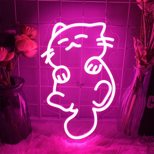 Kawaii Neko Cat LED Sign - 30x21.5cm USB / Yellow